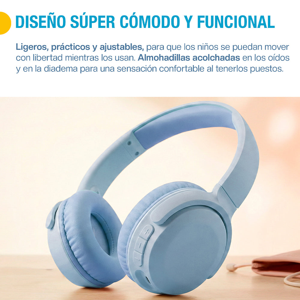 Audífonos para niños Bluetooth 5.4 con cable y microSD