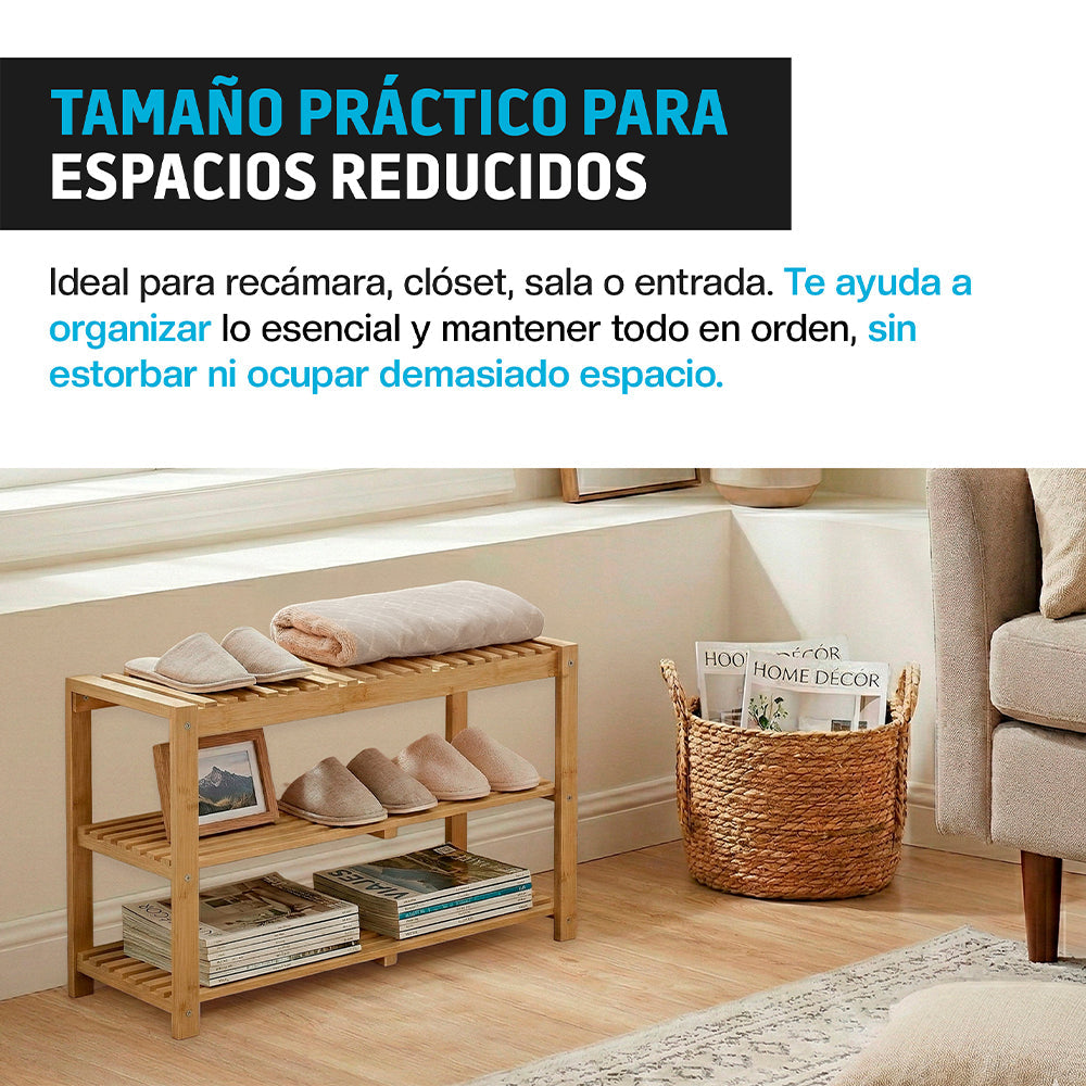 Zapatera de Bambú de 3 Niveles para 8 a 10 Pares