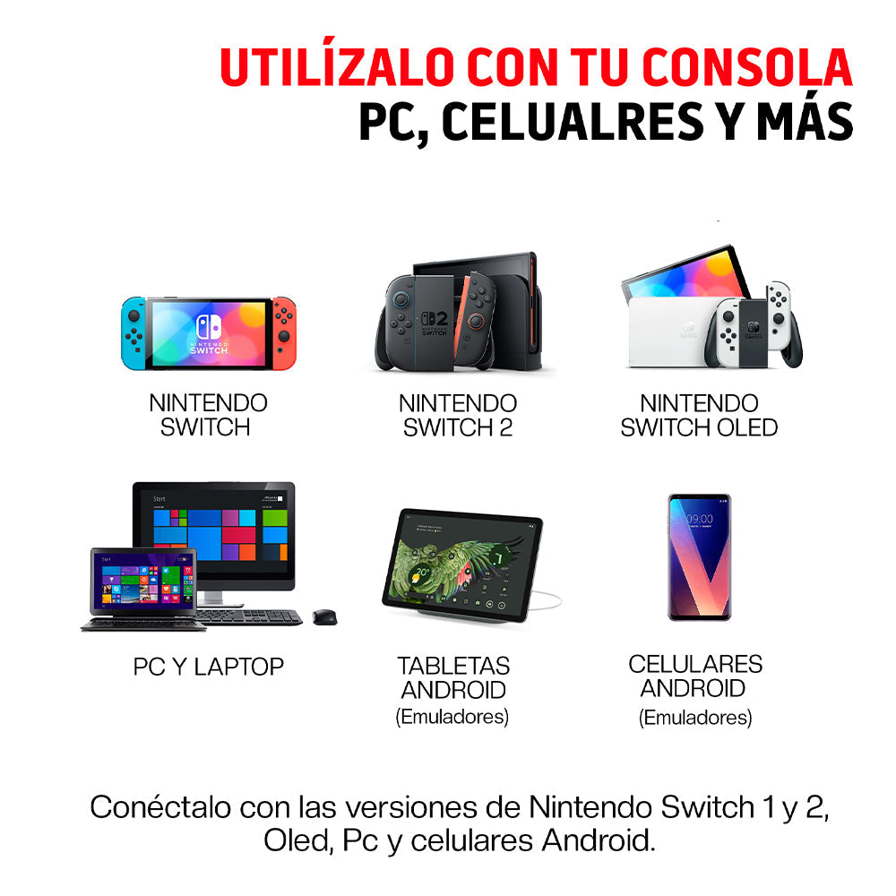 Control para Nintendo Switch 1 y 2 Diseño Retro Inalámbrico BT