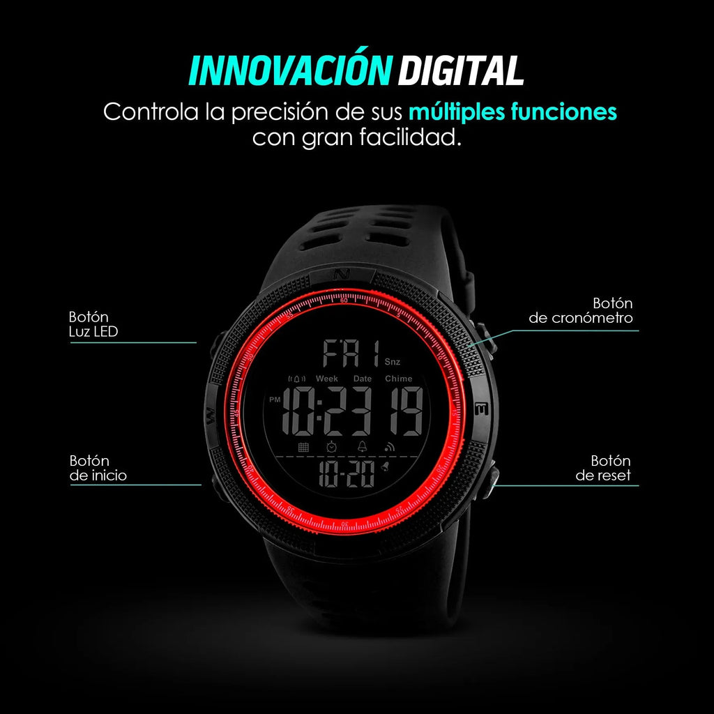 Reloj Deportivo Resistente Agua Digital, Alarma, Cronómetro 1251