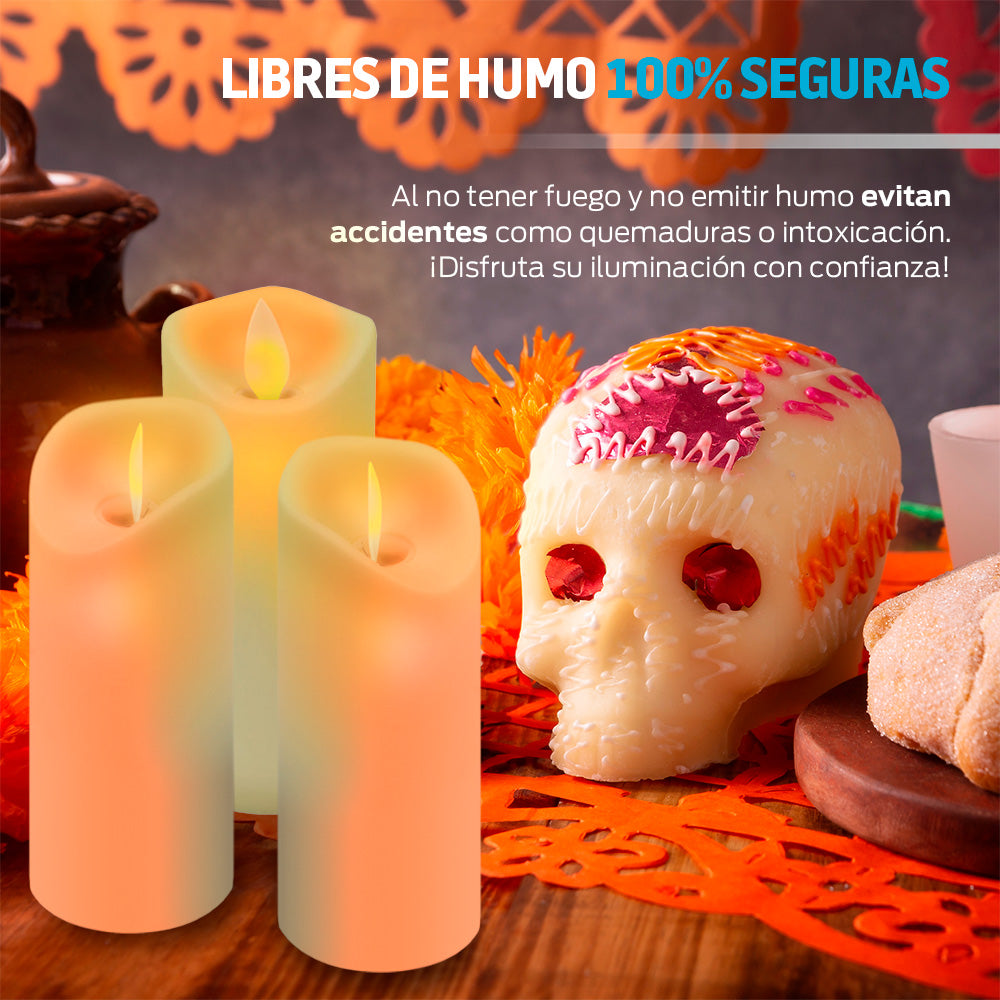 Set de 6 Velas LED con Efecto de Flama y Pilas AA