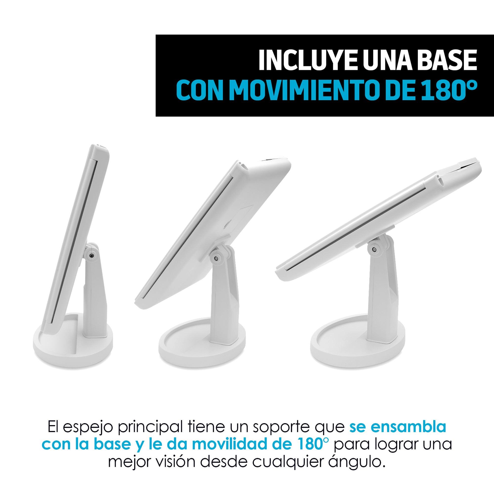 Espejo para Maquillaje con Aumentos y Luz LED Ajustable