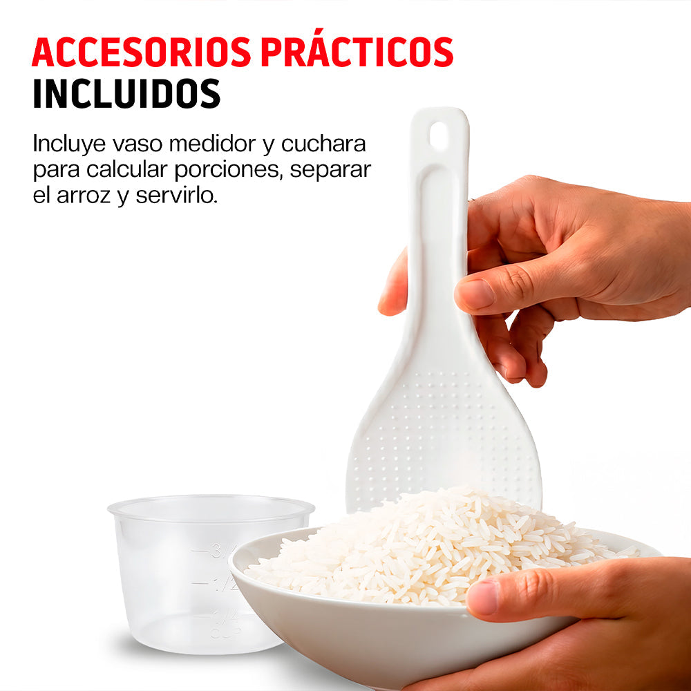 Arrocera Eléctrica Pequeña 0.6 L Antiadherente para 6 Tazas de Arroz Cocido