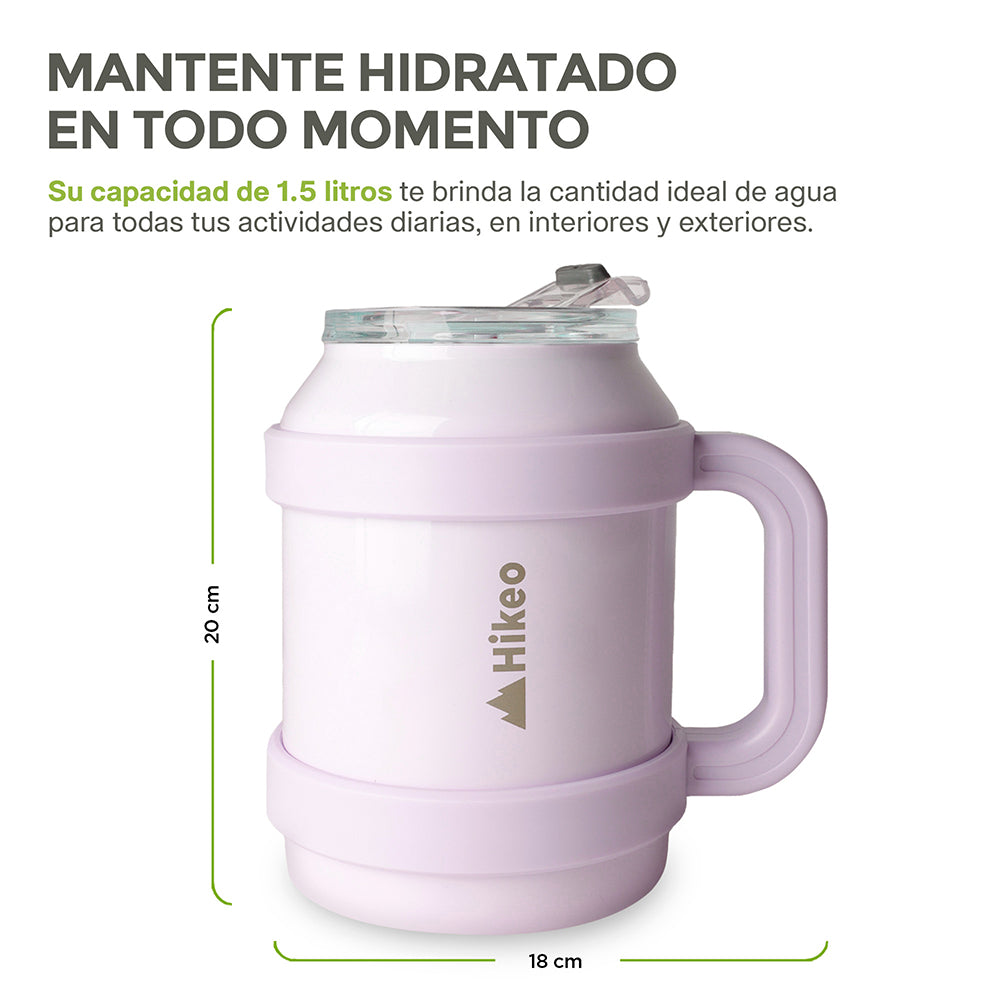Termo de Acero Inoxidable 1.5 L con Popote y Asa HIKEO
