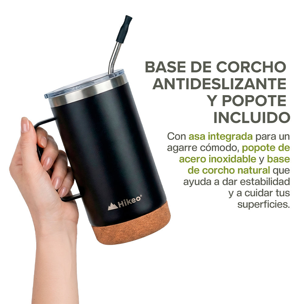 Set de 2 Termos de 700 ml con Base de Corcho y Popote
