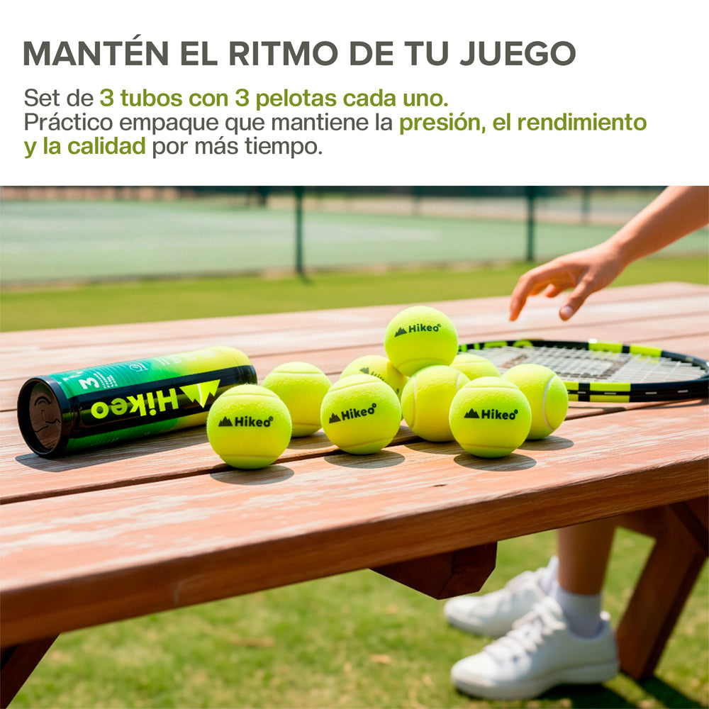 Set de 9 pelotas de pádel presurizadas en 3 tubos
