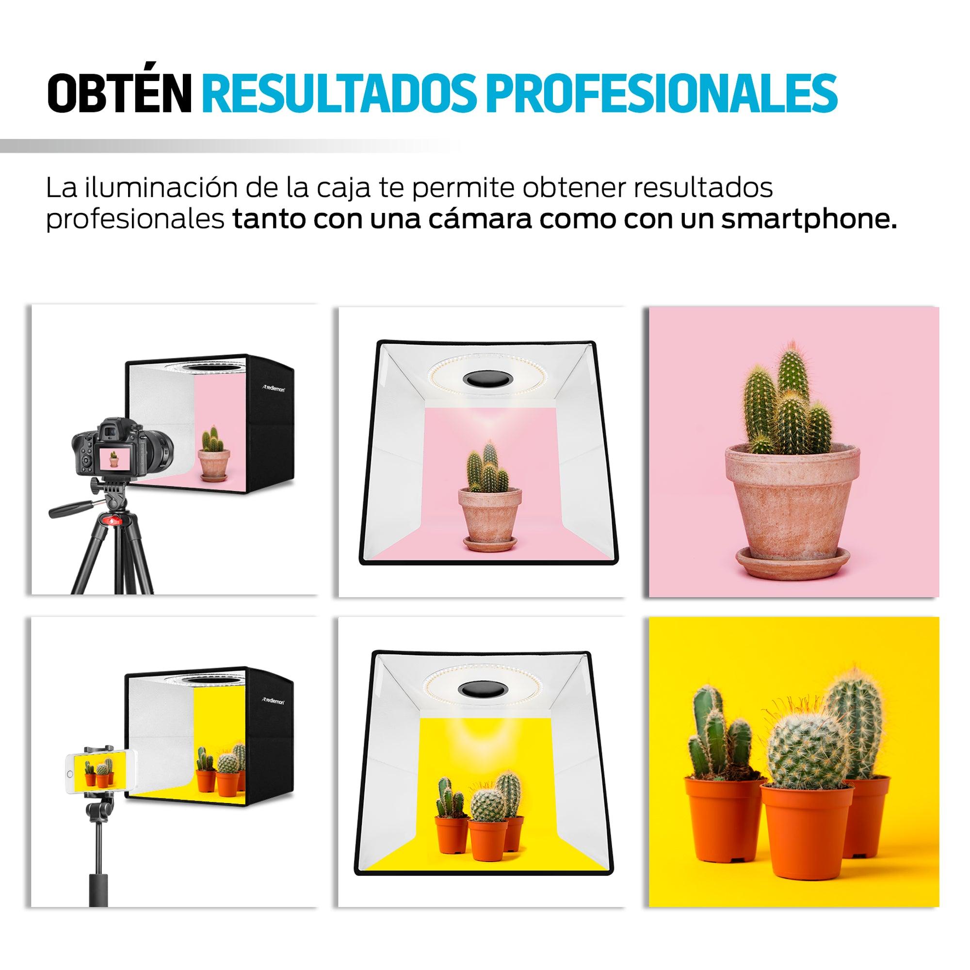 Caja de luz para fotografía 40 cm con aro LED