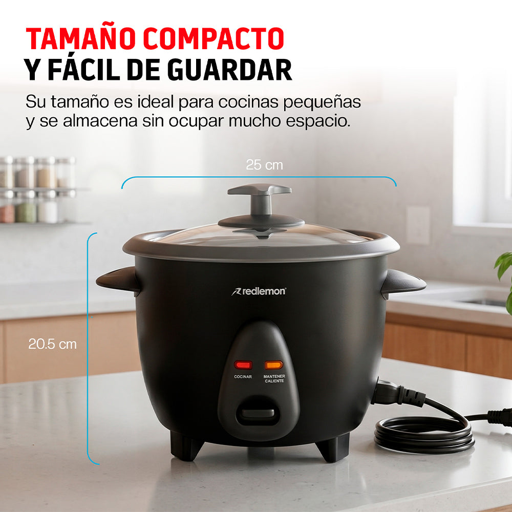 Arrocera Eléctrica Pequeña 0.6 L Antiadherente para 6 Tazas de Arroz Cocido