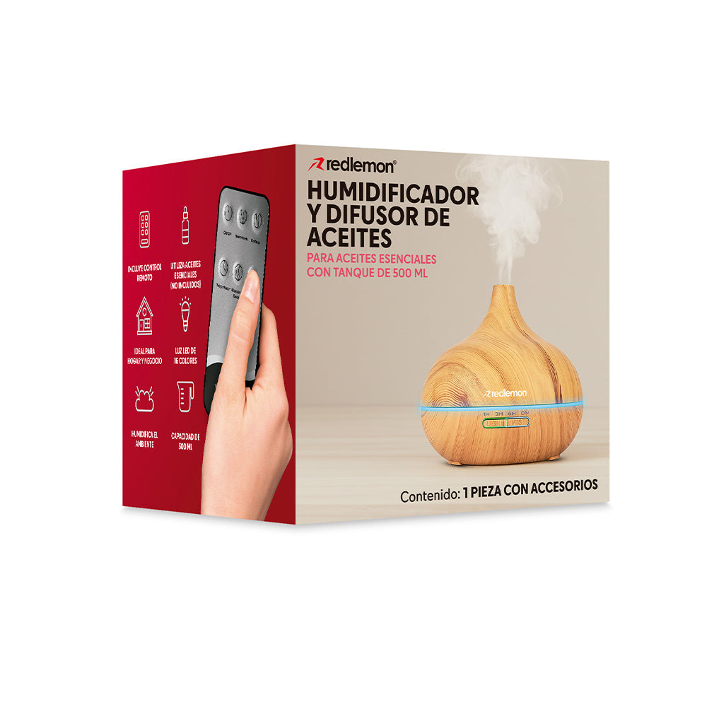 Humidificador y Difusor Ultrasónico 550 ml con Control Remoto