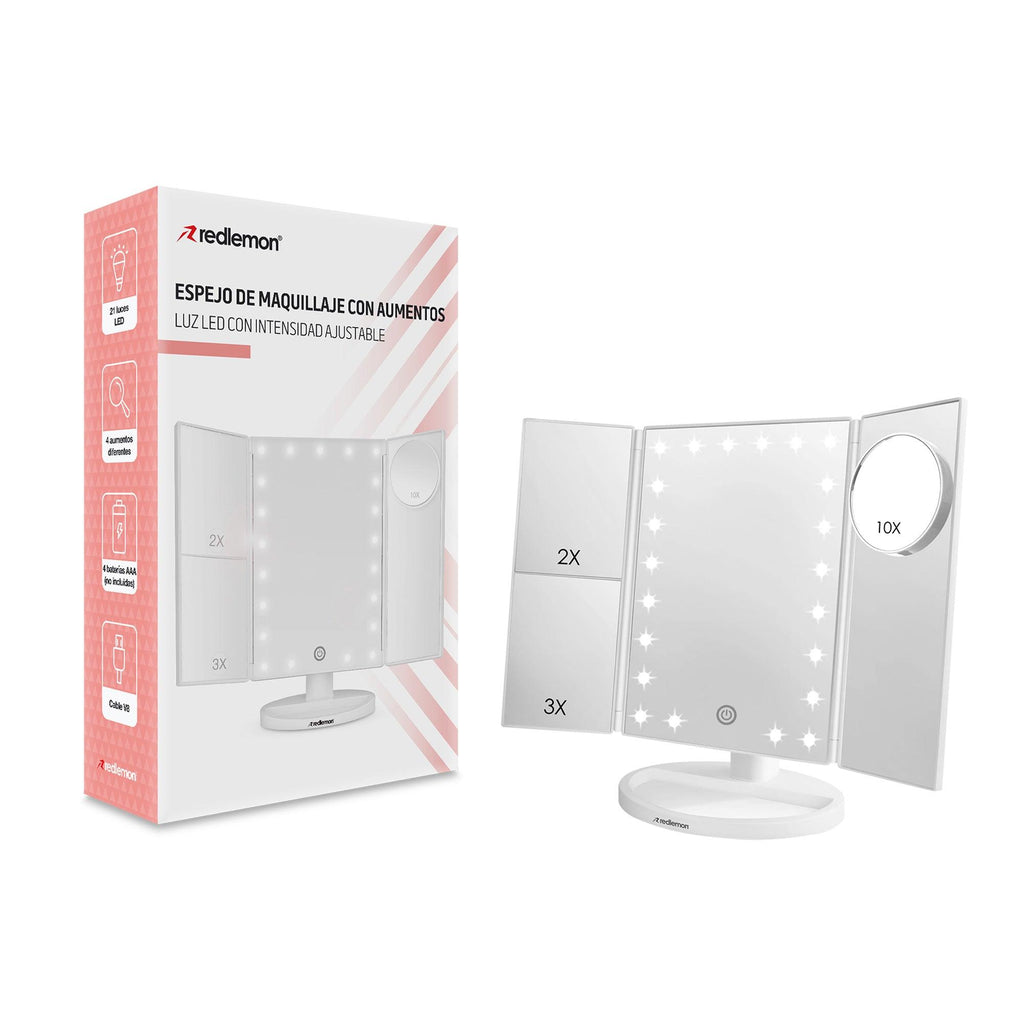 Espejo para Maquillaje con Aumentos y Luz LED Ajustable