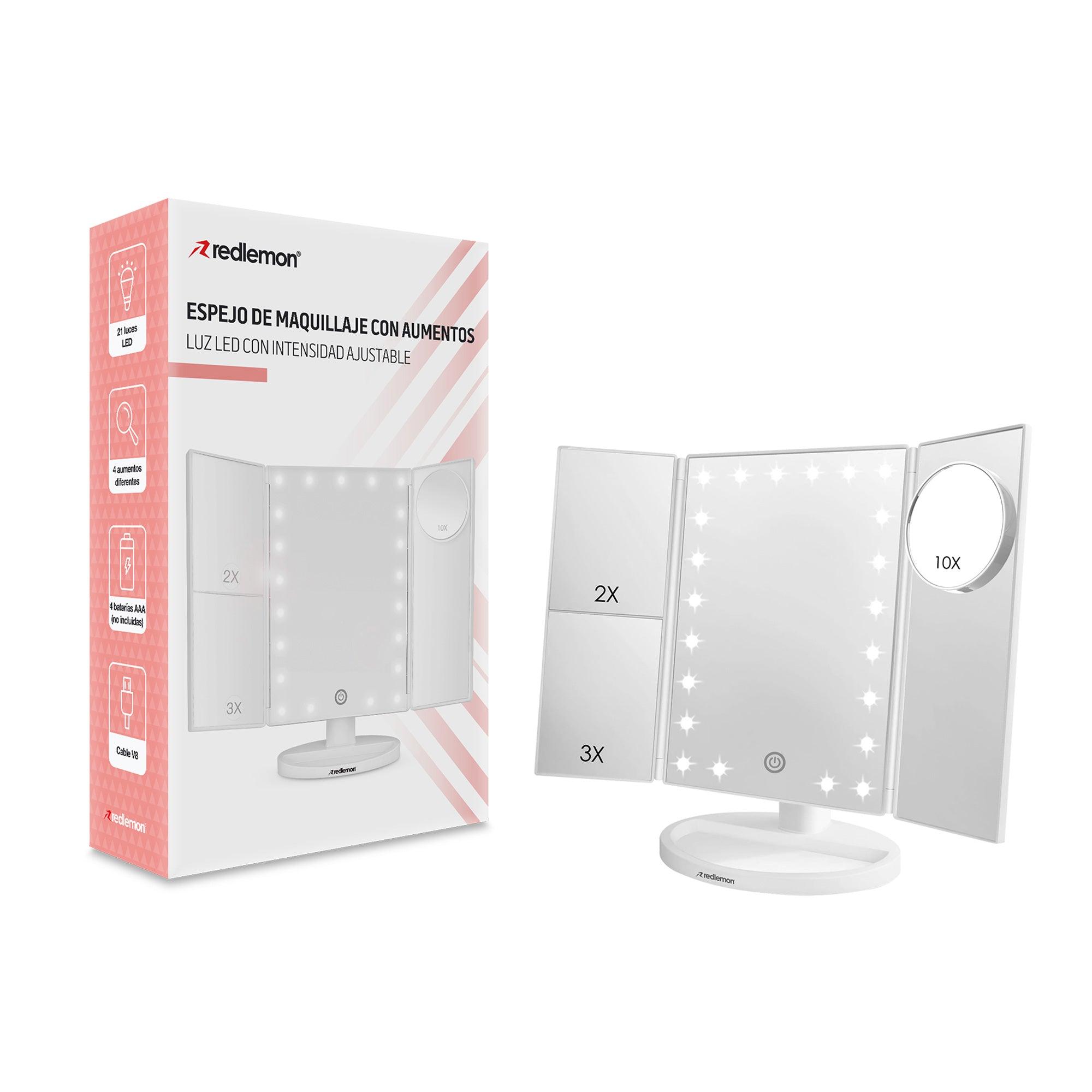 Espejo para Maquillaje con Aumentos y Luz LED Ajustable