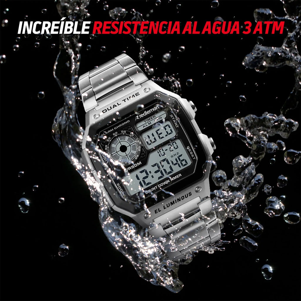 Reloj Digital Clásico con Correa de Metal Mod. 1335