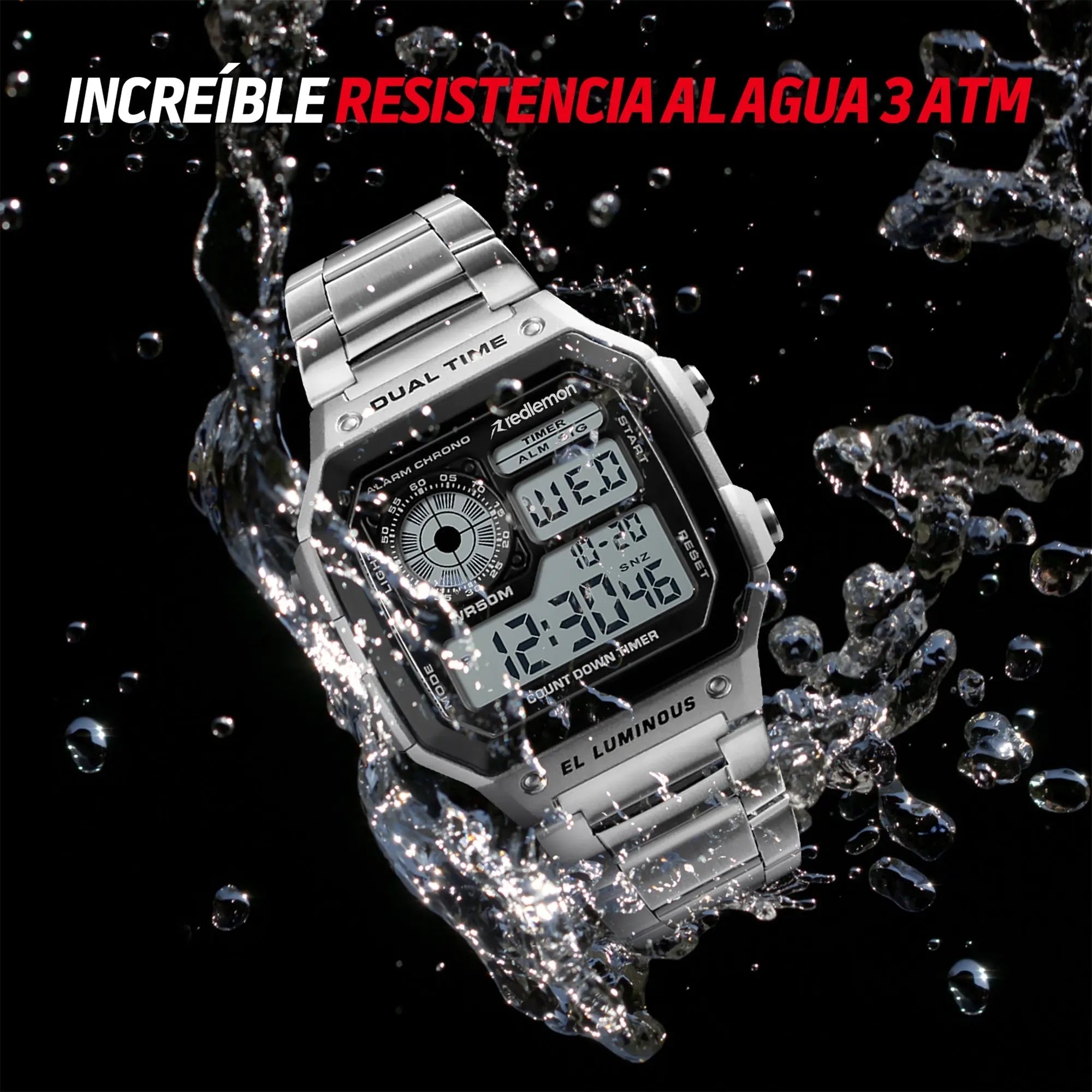 Reloj Digital Clásico con Correa de Metal Mod. 1335