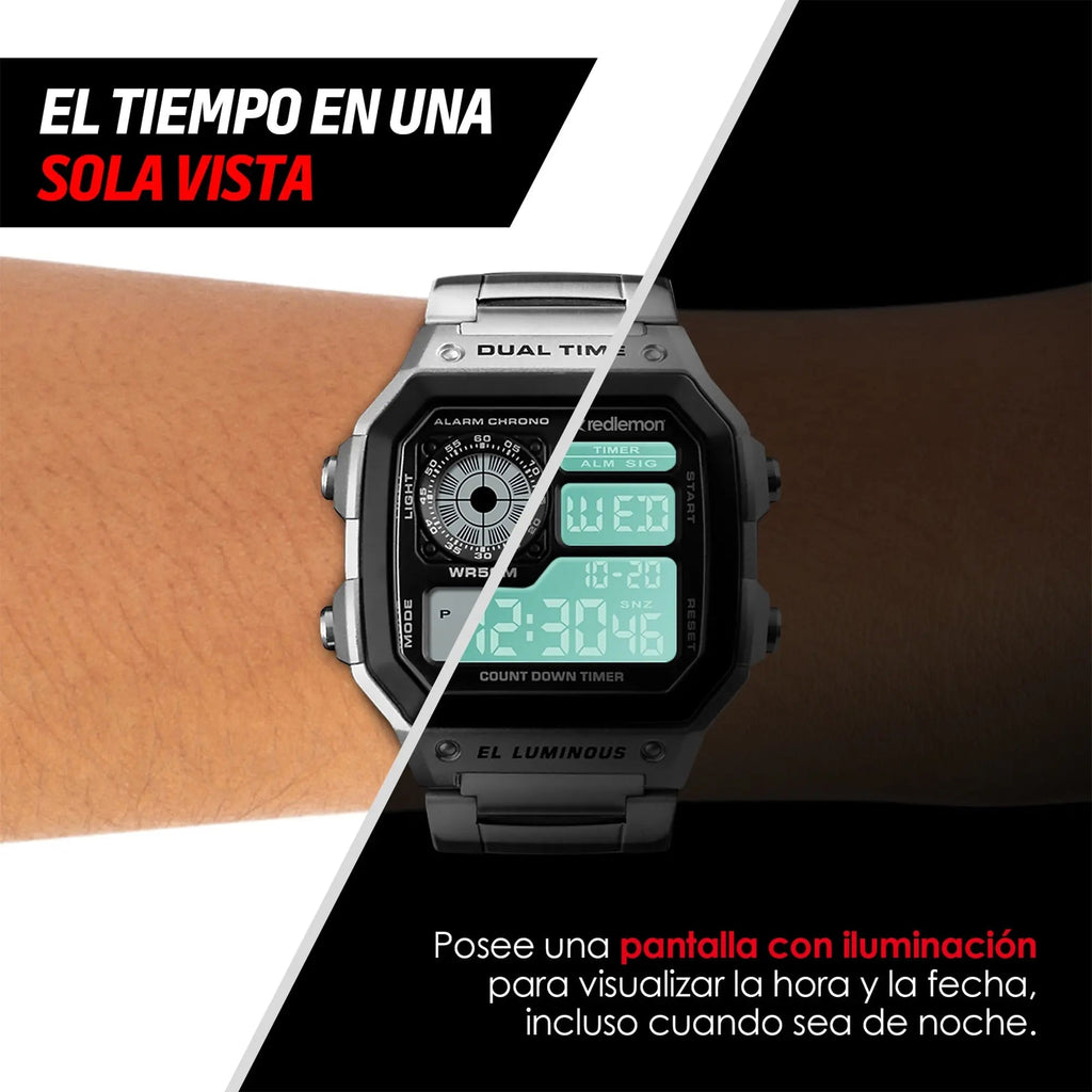 Reloj Digital Clásico con Correa de Metal Mod. 1335